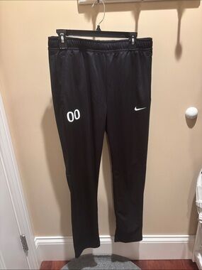 Nike Black Athletic Joggers with White Logo and Number 00